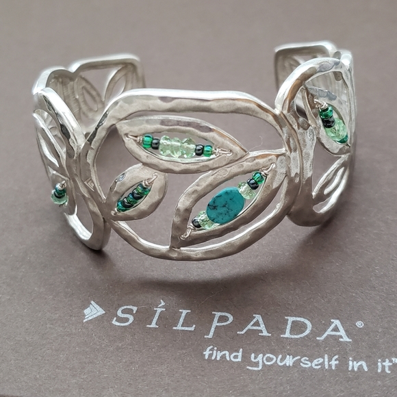 Silpada Sterling Silver Turquoise 'Garden Party' Cuff Bracelet B2182 - Picture 2 of 16